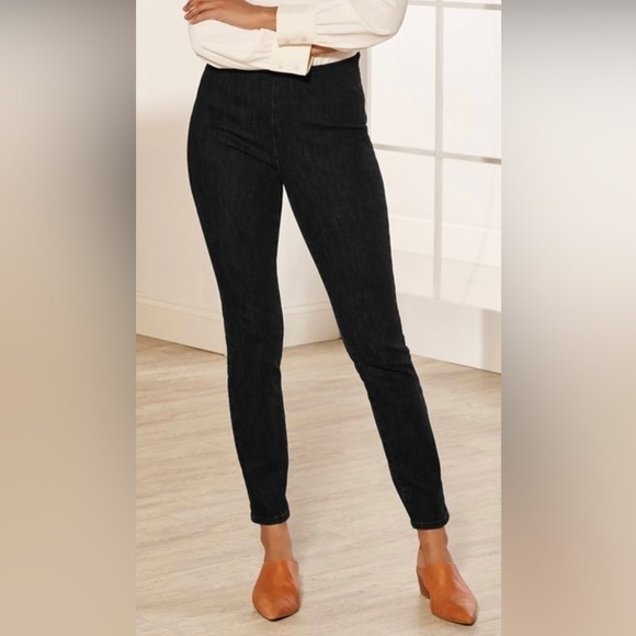 Soft surroundings Pull on Skinny Black Pants with ankle zipper Small - Picture 1 of 6